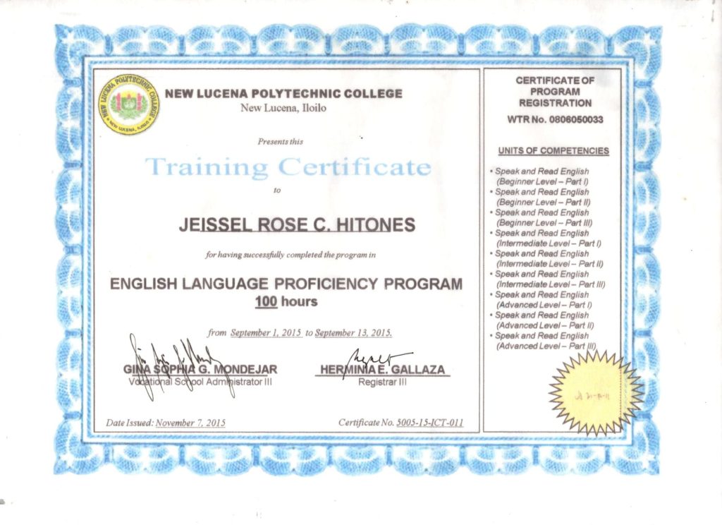 Training Certificate