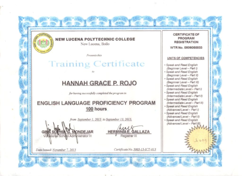 Training Certificate